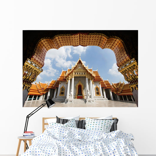 Ancient royal marble buddha temple, Bangkok, Thailand Wall Mural