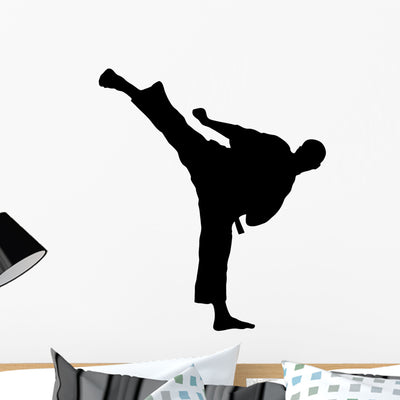 Karate Kick Wall Decal shown on a wall