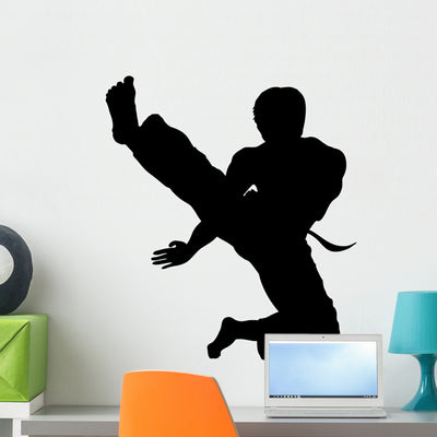 Karate Jump Wall Mural shown on a wall