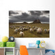 Sheep Grazing By Lindisfarne Castle Wall Mural