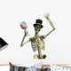 
fun loving party skeleton - on white Wall Decal