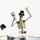 
fun loving party skeleton - on white Wall Decal