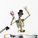 
fun loving party skeleton - on white Wall Decal