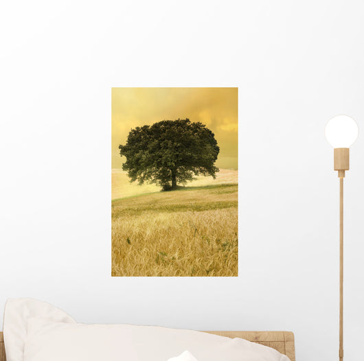 wheat field with majestic tree Wall Mural