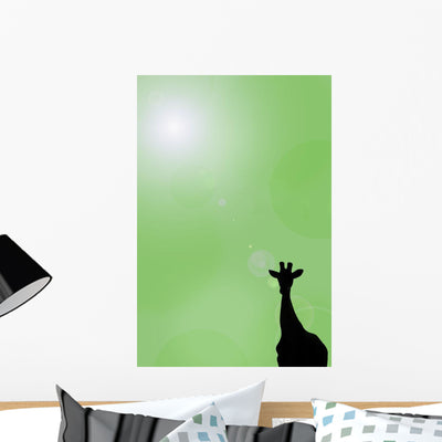 Silhouette Giraffe Wall Mural shown on a wall