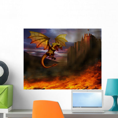 Dragon Wall Mural shown on a wall