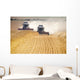 Combines Harvesting Field, North Yorkshire, England Wall Mural