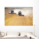 Combines Harvesting Field, North Yorkshire, England Wall Mural