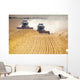Combines Harvesting Field, North Yorkshire, England Wall Mural