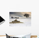 Sheep In Field Of Snow, Northumberland, England Wall Mural