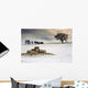 Sheep In Field Of Snow, Northumberland, England Wall Mural