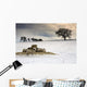 Sheep In Field Of Snow, Northumberland, England Wall Mural