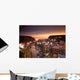 Cityscape At Sunset, Staithes, Yorkshire, England Wall Mural