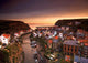 Cityscape At Sunset, Staithes, Yorkshire, England Wall Mural