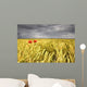 Two Red Poppies In Wheat Field Wall Mural
