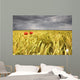 Two Red Poppies In Wheat Field Wall Mural