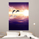 Dolphin and sunset Wall Mural