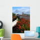 Flowers In Wooden Boat In Roundstone, Galway, Ireland Wall Mural
