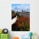 Flowers In Wooden Boat In Roundstone, Galway, Ireland Wall Mural