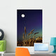 Wheat Field At Night Under The Moon Wall Mural