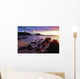 Sunset Over Beach With Lighthouse Wall Mural