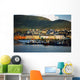 Boats In Harbor By Waterfront Village Wall Mural