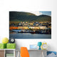 Boats In Harbor By Waterfront Village Wall Mural