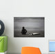 Surfer Sitting On Beach, Cox Bay Near Tofino, British Columbia, Canada Wall Mural