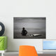 Surfer Sitting On Beach, Cox Bay Near Tofino, British Columbia, Canada Wall Mural