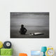 Surfer Sitting On Beach, Cox Bay Near Tofino, British Columbia, Canada Wall Mural