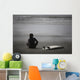 Surfer Sitting On Beach, Cox Bay Near Tofino, British Columbia, Canada Wall Mural