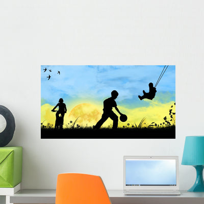 Children Playing shown on a wall