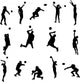Volleyball Players Silhouettes Vector