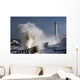 Waves Crashing By Lighthouse At Sunderland Wall Mural