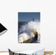 Waves Crashing By Lighthouse At Sunderland Wall Mural