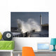 Waves Crashing By Lighthouse At Sunderland Wall Mural