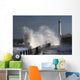Waves Crashing By Lighthouse At Sunderland Wall Mural