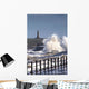 Waves Crashing By Lighthouse At Sunderland Wall Mural