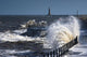 Waves Crashing By Lighthouse At Sunderland Wall Mural