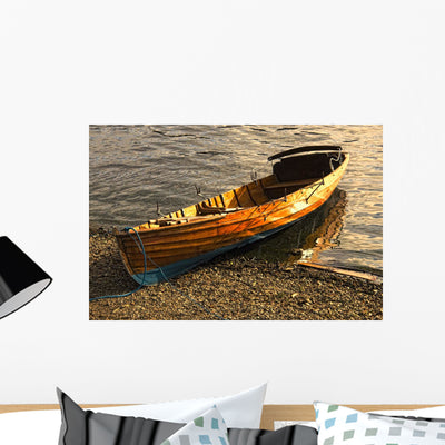 Boat Shore Keswick Cumbria Wall Mural shown on a wall