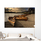 Canoes On The Shore, Keswick, Cumbria, England Wall Mural