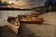 Canoes On The Shore, Keswick, Cumbria, England Wall Mural