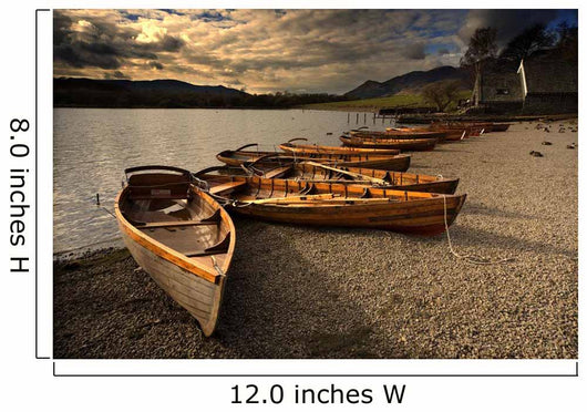 Canoes On The Shore, Keswick, Cumbria, England Wall Mural