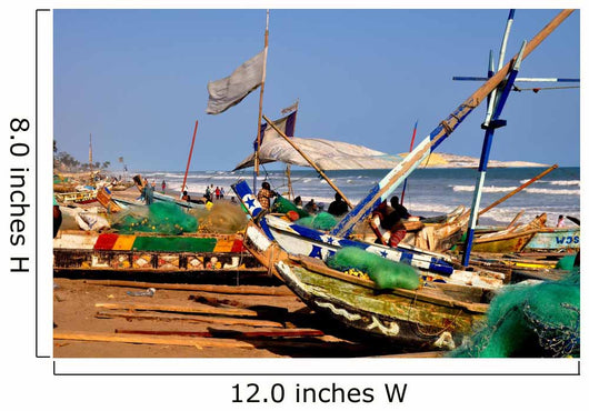 Fishing boats on beach Ghana Wall Mural