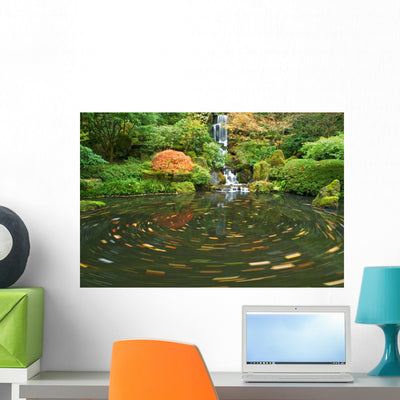 Pond Oregon America Wall Mural shown on a wall