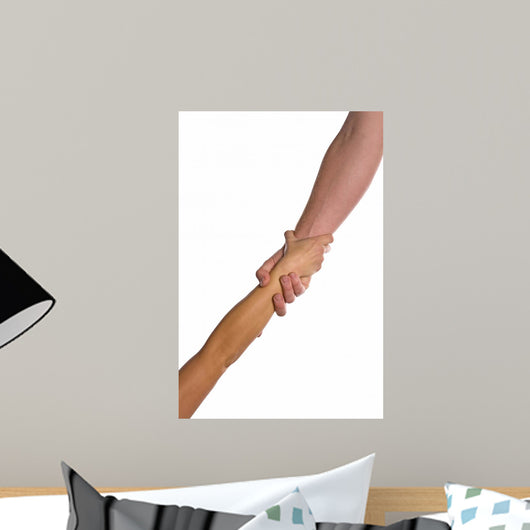 Man Helping Woman Clasped