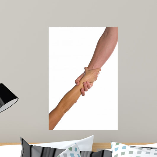 Man Helping Woman Clasped