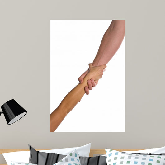Man Helping Woman Clasped