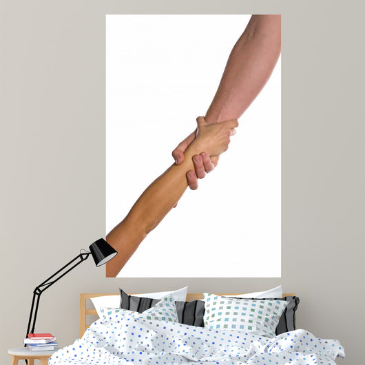 Man Helping Woman Clasped