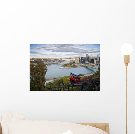 Pittsburgh Pa With Duquesne Incline in Foreground Wall Mural